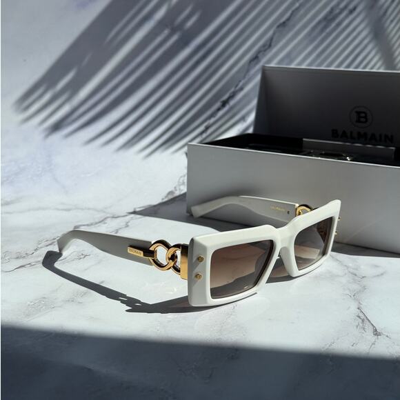 NEW Balmain Imperial Matte White Gold Sunglasses $875 - Picture 1 of 10